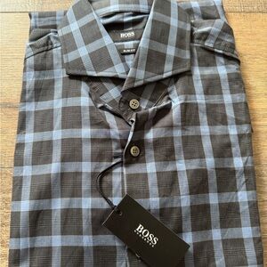 Boss Blue and Black Casual Button Down Shirt